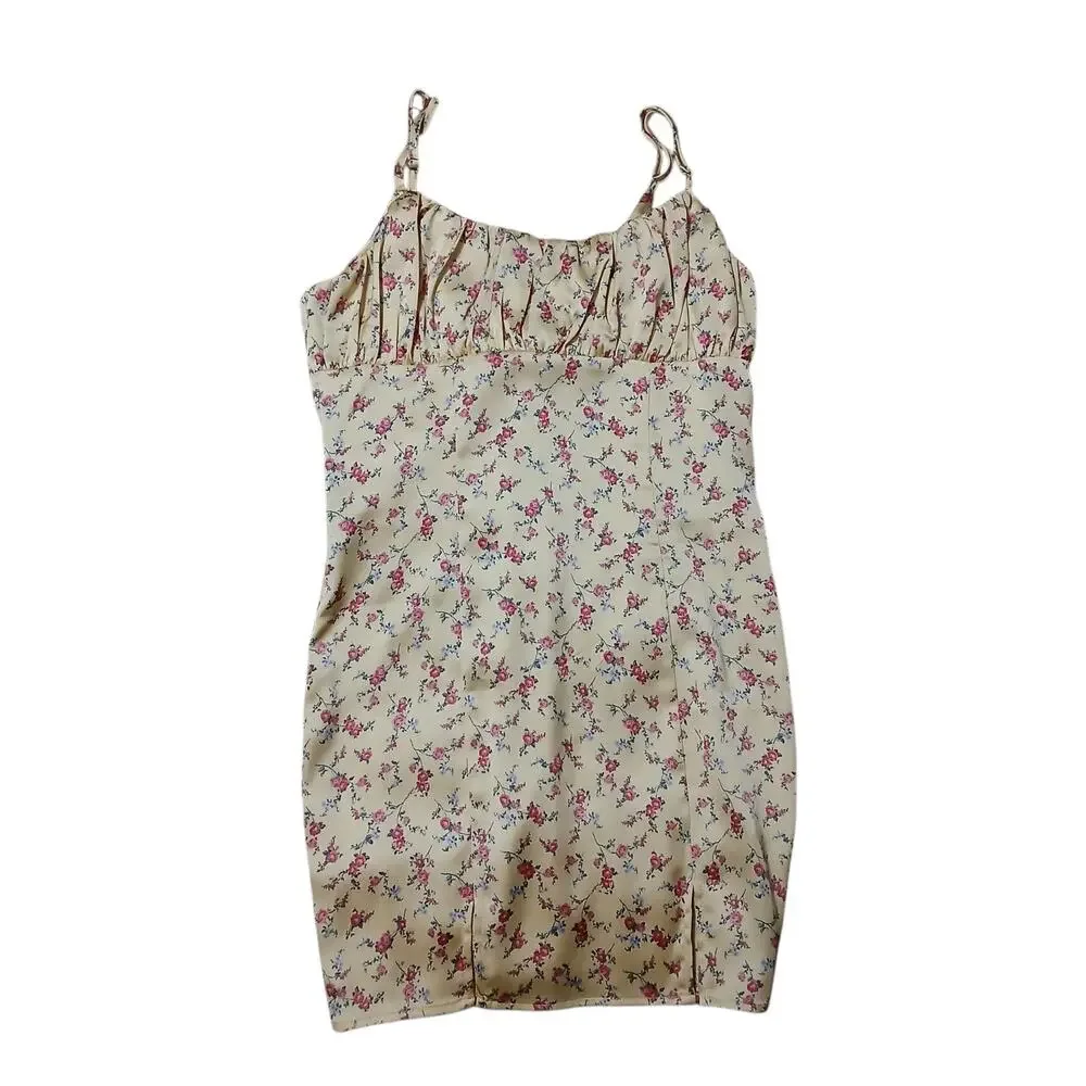 Forever 21 Women’s‎ Size M Yellow Floral Mini Slip Dress Cottagecore Romantic